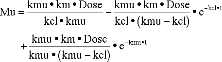 Equation for Mu <i>versus</i> time