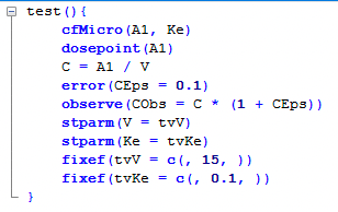 Model defined with PML code